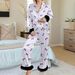 Women's Clothing Women's Fleece-Lined Button-Down Pajama Set – Stylish 3D Print, Loose-Fit Lounge Wear For Fall (S-6XL, 29 Trendy Colors)_ecoleips.com