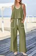 Women's Clothing Cotton And Linen Leisure Loose Pullover Contrast Color Two Piece Suit For Women_ecoleips.com