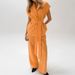 Women's Clothing Versatile vitality orange cotton and linen commuting street style sleeveless lace-up vest wide-leg pants suit_ecoleips.com