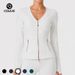 Women's Slim Fit Yoga Jacket V Neck Long Sleeve Double Zipper Pilates Fitness Sports Clothes Autumn Winter New_ecoleips.com
