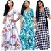 Women's Clothing Sexy V-Neck Print Floor Length Dress Plus Size Bohemian Casual Style For Women Summer Dress_ecoleips.com