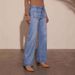 Women's Clothing Spring New Retro Blue Straight Jeans Women's High End Temperament Wide Leg Pants_ecoleips.com