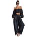 Women's Elegant Casual Fashion Off-the-Shoulder T-Shirt And Pants Set Solid Color American Style Two-Piece Spring/Autumn Summer_ecoleips.com