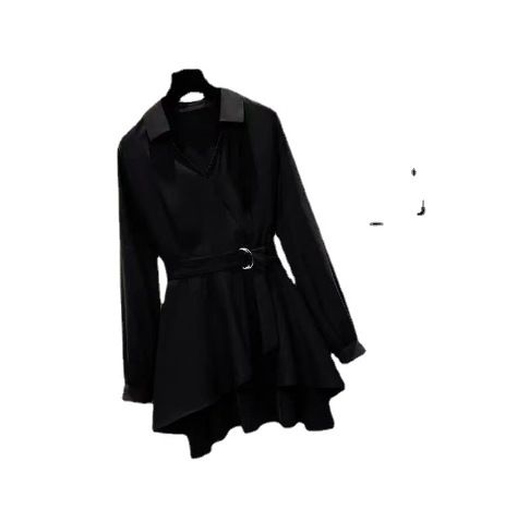 Women's Clothing Large Size Women's Clothing Stylish Waist Slim Shirt Fat Mm Summer Long Sleeved Shirt_ecoleips.com