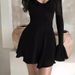 New Spring And Autumn Pure Desire Style Hot Girl V-neck Slim Fit Flared Long Sleeve A-line Sexy Dress For Women_ecoleips.com