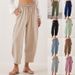 Women's High-Waisted Loose Fit Casual Pants Autumn/Winter Drawstring Pockets Vacation Style_ecoleips.com