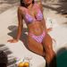 Women's Clothing Sexy Bikini Swimsuit Double Shoulder Straps Printed Low Waisted Two Piece Summer Beachwear_ecoleips.com