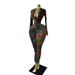 Women's Long Sleeved Pleated Dress European And American Style V Neck High Elasticity Sexy Print Dress_ecoleips.com
