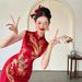 Elegant Wine Red Cheongsam Toast Dress Chinese Style Bridal Engagement Wedding Banquet Gown New 2026 Style for Women_ecoleips.com