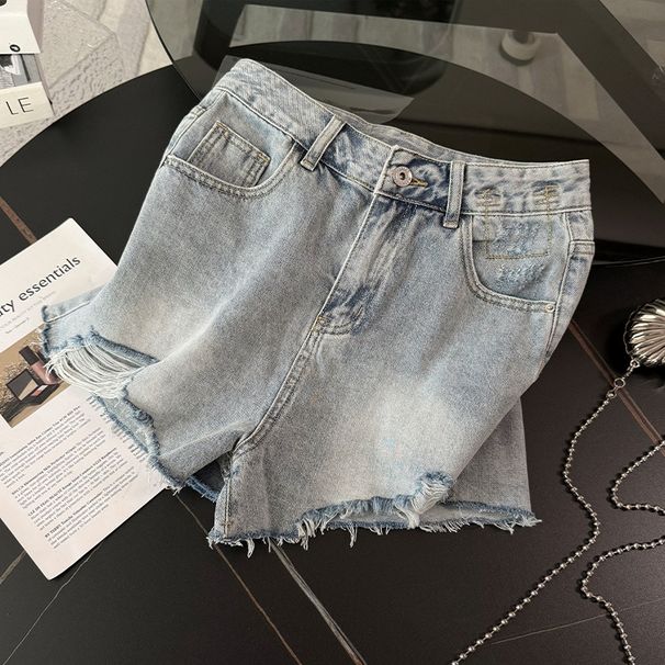 Women's Clothing Sports Leisure Suit Cartoon Printing Round Neck Short Sleeve Loose Denim Shorts Two Piece Suit_ecoleips.com