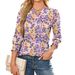 Women's Clothing Loose Casual Printed Five Point Sleeve V Neck T Shirt Tops For Women_ecoleips.com