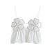 Summer Foreign Trade European And American Women's Clothing New Style Black Shiny Floral-decorated Pure Cotton Top,_ecoleips.com