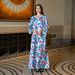 Elegant Embellished Abaya Dress Blue Floral Print Crystal Rhinestones Modest Long Sleeve Maxi Dress for Women S-XXL_ecoleips.com