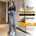 American-style Slit Micro-flare Jeans For Women, Spring/summer, Light Blue, High-waisted, Stretchy, Narrow Wide-leg With_ecoleips.com