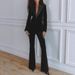 Korean Velvet Blazer & Pants Set - Women's Autumn Winter Office & Party Outfit (Burgundy/Black, S/M/L/XL)_ecoleips.com