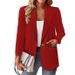 2025 European And Amican New Fashion Casual Solid Color Suit With Lapel, Slim Fit, Single Button, Elegant Women's_ecoleips.com