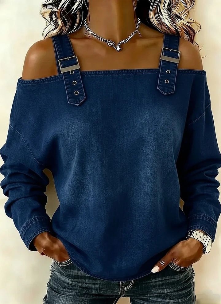 Women's Off-The-Shoulder Long Sleeve Top Casual Elegant Fashion Tees Polyester Spring/Summer/Autumn New Style Independent Website AliExpress_ecoleips.com