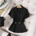 Women’s Clothing Black Short Sleeved Suit Jacket For Women Thin Summer Temperament Professional Suit Hotel Front Desk Work Clothes Suit Formal Wear_ecoleips.com