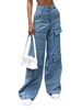 Women's Clothing Women's Jeans Washed Large Pocket Loose Women's Denim Trousers_ecoleips.com