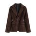 TAOP&ZA Early Autumn New Women's Elegant And Stylish Frosted Velvet Slim-fit Blazer_ecoleips.com