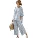 Women's Linen-Like Polyester Wide Leg Pants Set With 3d Print - Comfortable Summer Outfit For Casual Wear (S-5xl, Multiple Colors)_ecoleips.com
