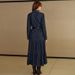 K Women's Fashion Denim Long Sleeved Breasted Waist Cinched Dress. No Belt Or Other Accessories._ecoleips.com