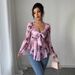 Women's Long Sleeve Shirt French Sweet Floral Tie Dye Square Neck Top Design European And American Style_ecoleips.com
