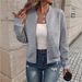 Women's Plaid Long Sleeved Jacket Zipper Round Neck Outerwear Fashion Spring Autumn Lightweight Coats_ecoleips.com