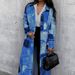 Women's plus Size Color Blocked Denim Print Trench Coat Fashionable Versatile Spring Autumn Style Best Selling_ecoleips.com
