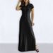 Women's Clothing Women's Long Skirt Shirt Collar Slit Big Swing Skirt Large Size Casual Denim Dress_ecoleips.com