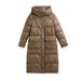 Women's Winter Puffer Coat With Hood, Oversized Long Parka, Water-Resistant Shell, Knee-Length Warm Jacket, Fashionable Large Pockets_ecoleips.com