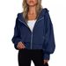Women's Clothing Fashion Queen Hoodie Women Full Zip Cropped Sweatshirt Jacket Casual Comfort Gym Tops_ecoleips.com