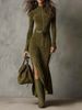 Women's Clothing Double Sided Cashmere Zipper Stand Collar Women's Dress Elegant Style High Quality Autumn Fashion_ecoleips.com