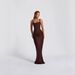 Cross-Border Spring 2026 Women's Slim Fit Fishbone Strap Long Dress Pure Color Bodycon Dress Sexy Style Shoulderless Gown_ecoleips.com