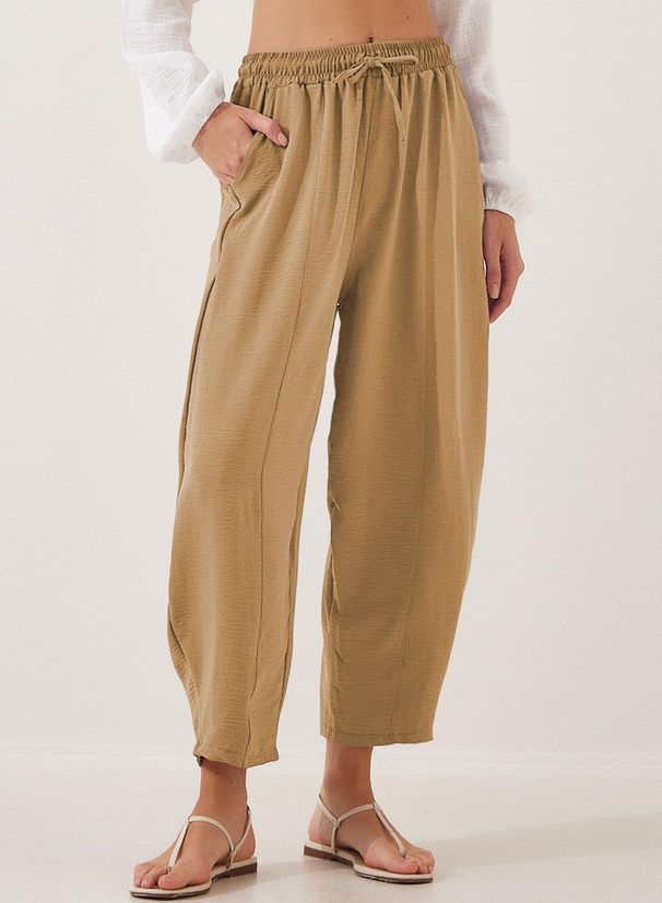 Women's High-Waisted Loose Fit Casual Pants Autumn/Winter Drawstring Pockets Vacation Style_ecoleips.com