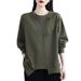 2026 Spring And Autumn New Korean Style Loose Sweatshirt For Women, Thin Solid Color, Casual Versatile Irregular Top_ecoleips.com