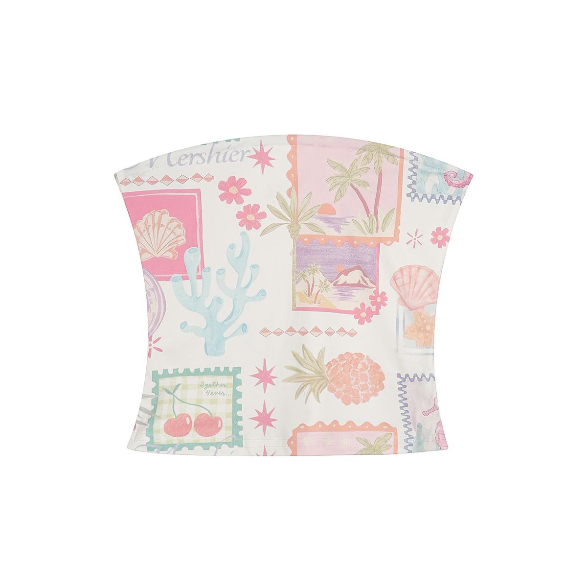 2026 Summer New American Style Pure And Delicate Print Strapless Vest For Women, Slim Fit, Sleeveless, Short Base Layer Top_ecoleips.com