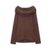 Lazy One-word Shoulder Off-the-shoulder Knitted Sweater_ecoleips.com