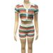 Women's Clothing New Beach Suits Sexy Knitted Contrast Color Short Sleeved Shorts Casual Two Piece Suit_ecoleips.com