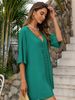 Vacation-style Women's Dress, V-neck, Loose And Slimming, Fashionable And Breathable, Perfect For Outings And Gatherings_ecoleips.com