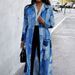 Women's plus Size Color Blocked Denim Print Trench Coat Fashionable Versatile Spring Autumn Style Best Selling_ecoleips.com