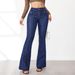 Women's Clothing Spring And Summer New Retro Stitching Jeans Women's Slim Fit Stretch Flared Pants_ecoleips.com