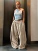 K New Fashion Street Style High Waisted Loose Straight Leg Casual Pants For Women's Clothing_ecoleips.com
