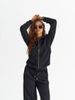 Women's Clothing Solid Color Two Piece Set Long Sleeved Zipper Loose Top With Lace Up Trousers Casual Suit_ecoleips.com