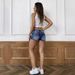 Women's Clothing New Half Pants Women's Ripped Mid Length Pants Elastic Washed Denim Shorts Women_ecoleips.com