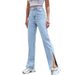 Women's Clothing Split Wide Leg Straight Loose High Waisted Slim Jeans_ecoleips.com