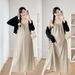 Real Shot New Summer Maternity Camisole Dress Slimming Knitted Long Sleeve Jacket Set_ecoleips.com