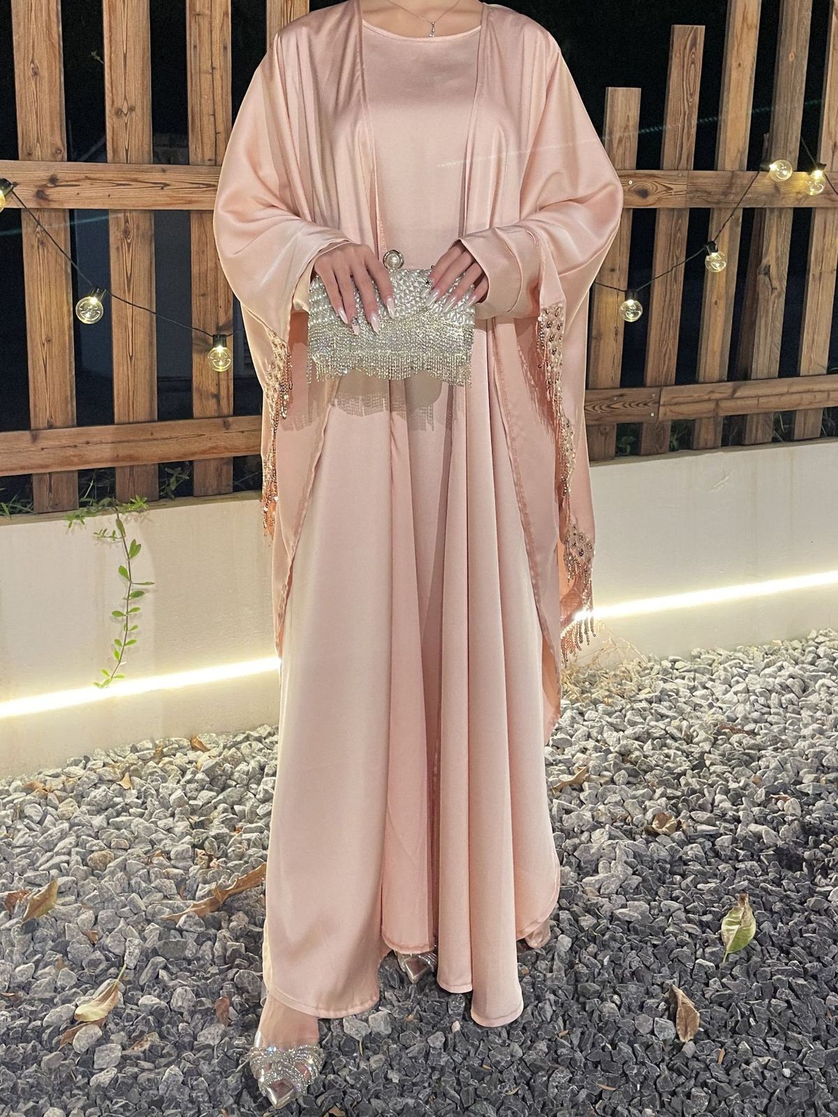 Women's Clothing Muslim Clothing Abaya Cape Tassel Dress Shawl Outer Skirt Suit_ecoleips.com