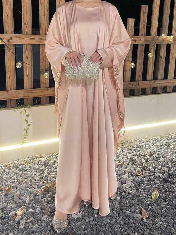 Women's Clothing Muslim Clothing Abaya Cape Tassel Dress Shawl Outer Skirt Suit_ecoleips.com