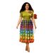 Women's V Neck Dress Fashionable Slim Gradient Print European American Style Summer_ecoleips.com